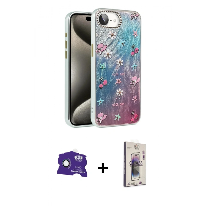 MARSİLYAN™- iPhone 16E Kılıf Zirve Modern Prime - Siyah Bilvis 3D Cam Ekran Koruyucu + Bilvis Titan Kamera Lens - RW