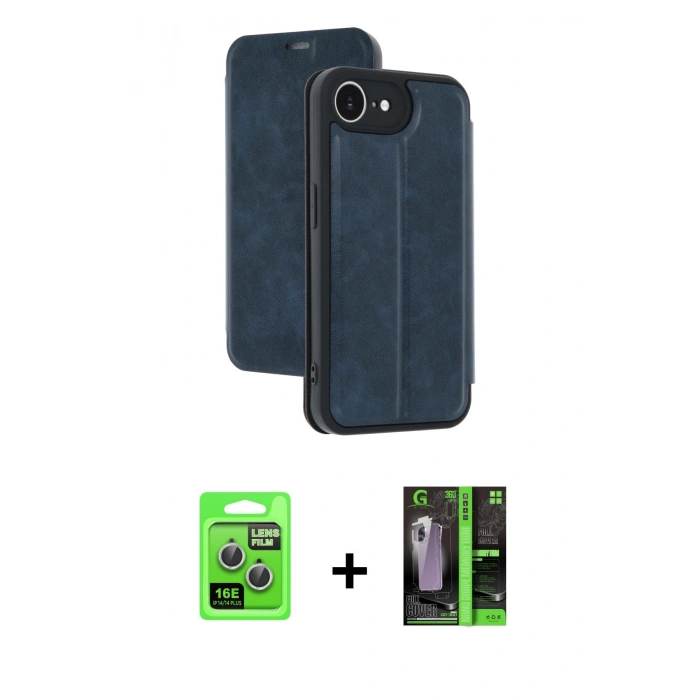 MARSİLYAN™- iPhone 16E Kılıf Zirve Yansıma Serisi - Şeffaf 360 Full Body Arka Koruyucu + Raze Metal Kamera Lens - GS