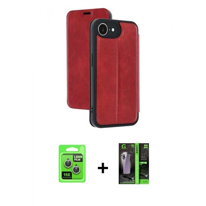 MARSİLYAN™- iPhone 16E Kılıf Zirve Yansıma Serisi - Şeffaf 360 Full Body Arka Koruyucu + Raze Metal Kamera Lens - GS
