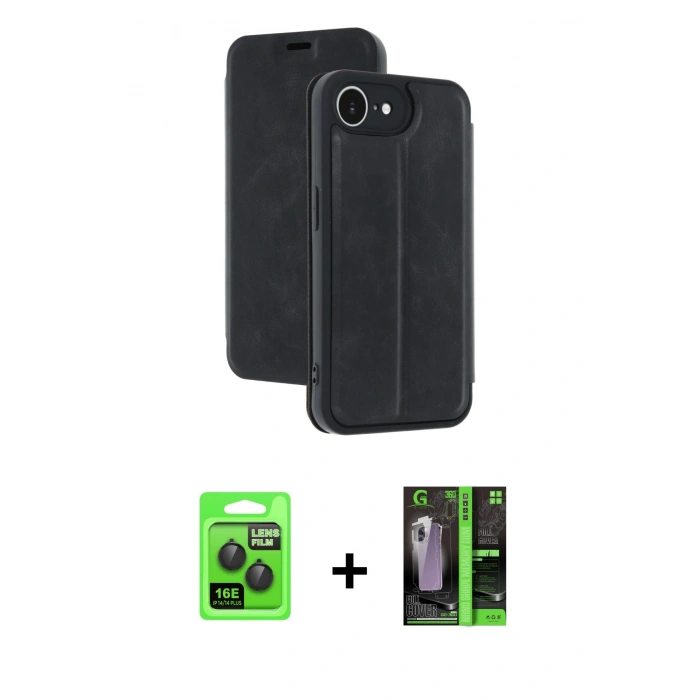 MARSİLYAN™- iPhone 16E Kılıf Zirve Yansıma Serisi - Şeffaf 360 Full Body Arka Koruyucu + Raze Metal Kamera Lens - SH