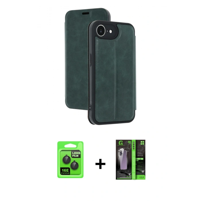 MARSİLYAN™- iPhone 16E Kılıf Zirve Yansıma Serisi - Şeffaf 360 Full Body Arka Koruyucu + Raze Metal Kamera Lens - SH