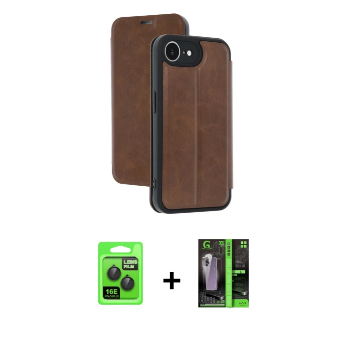 MARSİLYAN™- iPhone 16E Kılıf Zirve Yansıma Serisi - Şeffaf 360 Full Body Arka Koruyucu + Raze Metal Kamera Lens - SH
