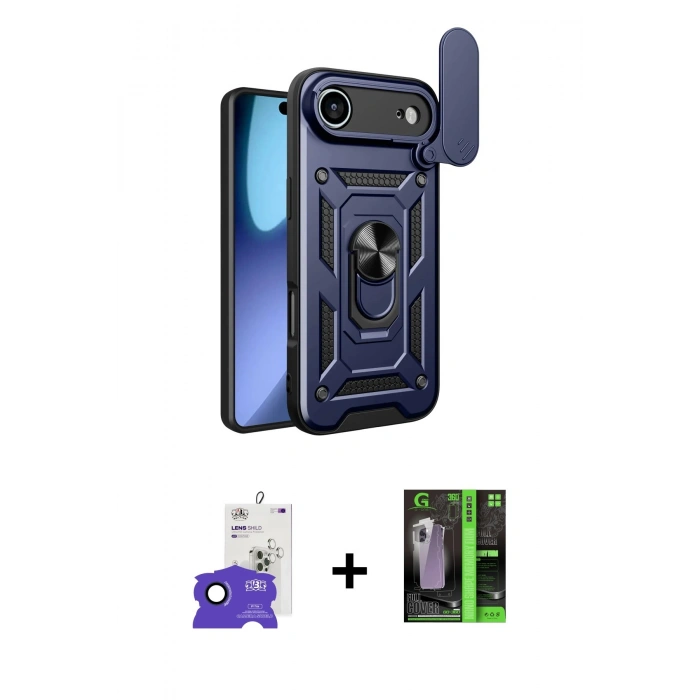 MARSİLYAN™- iPhone 17 Air Kılıf Ahenk Klasik - Şeffaf 360 Full Body Arka Koruyucu + Bilvis Titan Kamera Lens - LT