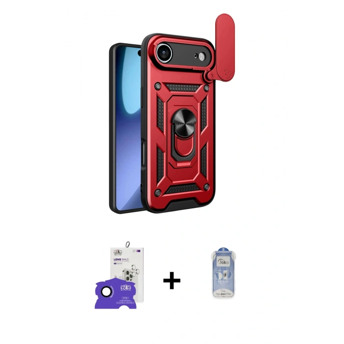 MARSİLYAN™- iPhone 17 Air Kılıf Ahenk Klasik - Siyah Joko Magic 5D Cam + Bilvis Titan Kamera Lens - LT