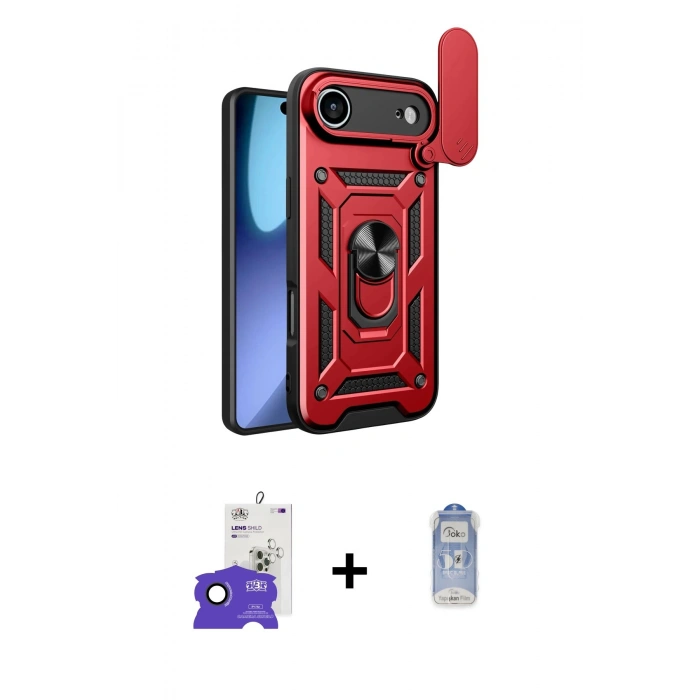 MARSİLYAN™- iPhone 17 Air Kılıf Ahenk Klasik - Siyah Joko Magic 5D Cam + Bilvis Titan Kamera Lens - SH
