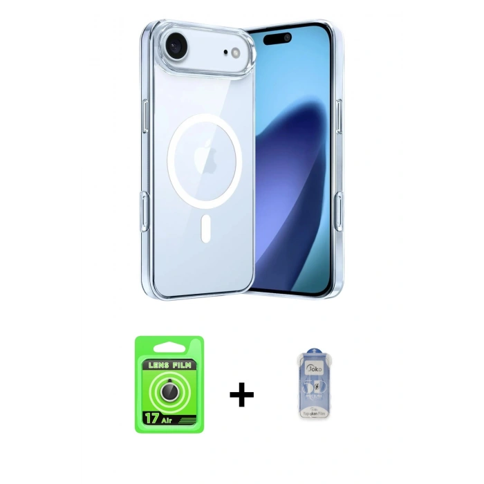 MARSİLYAN™- iPhone 17 Air Kılıf Ahenk Minimal Serisi - Siyah Joko Magic 5D Cam + Raze Metal Kamera Lens - GS