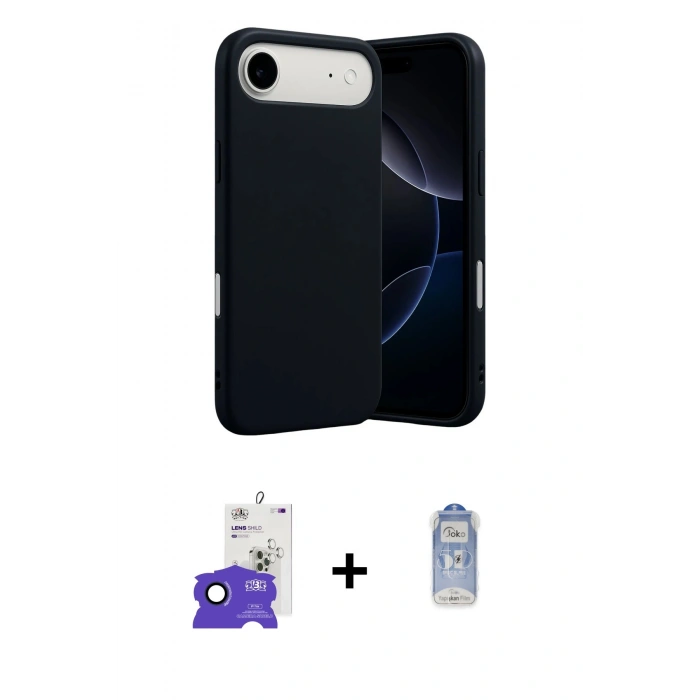 MARSİLYAN™- iPhone 17 Air Kılıf Ahenk Serisi - Siyah Joko Magic 5D Cam + Bilvis Titan Kamera Lens - LT