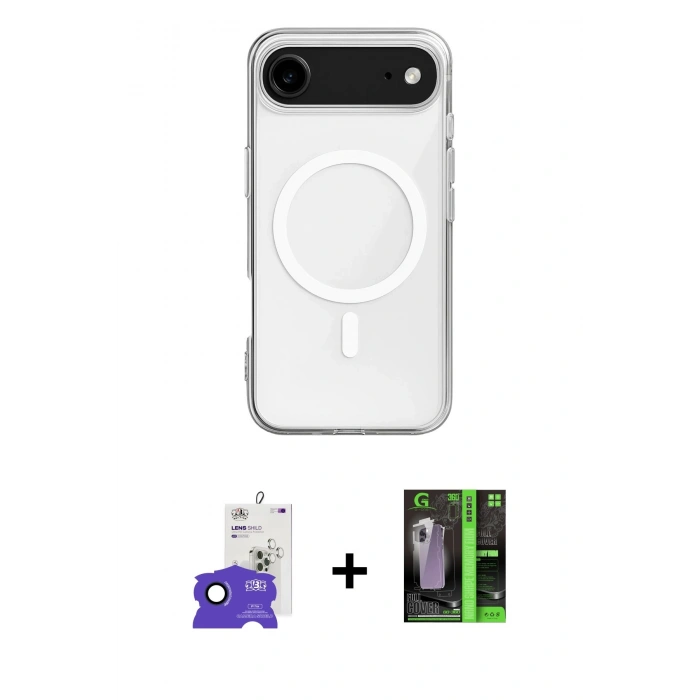 MARSİLYAN™- iPhone 17 Air Kılıf Ahenk Yansıma Prime - Şeffaf 360 Full Body Arka Koruyucu + Bilvis Titan Kamera Lens - LT