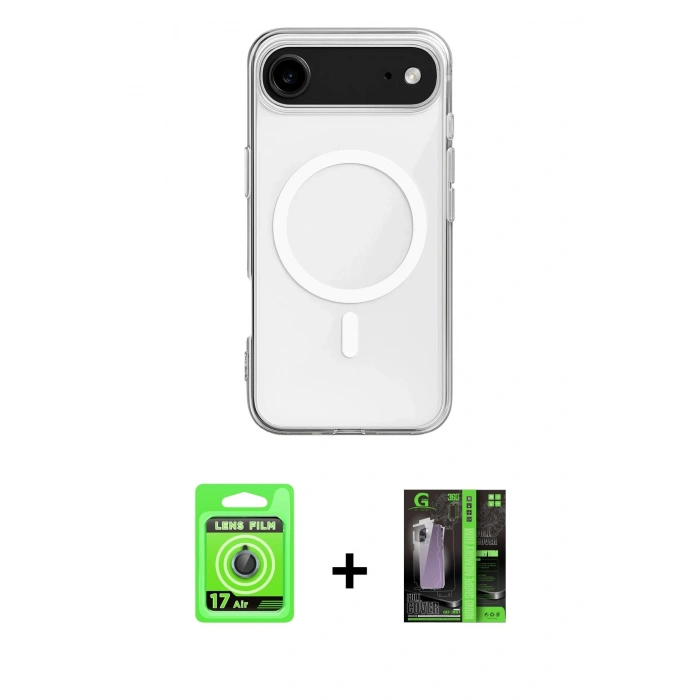 MARSİLYAN™- iPhone 17 Air Kılıf Ahenk Yansıma Prime - Siyah 360 Mat Full Body Arka Koruyucu + Raze Metal Kamera Lens - MI