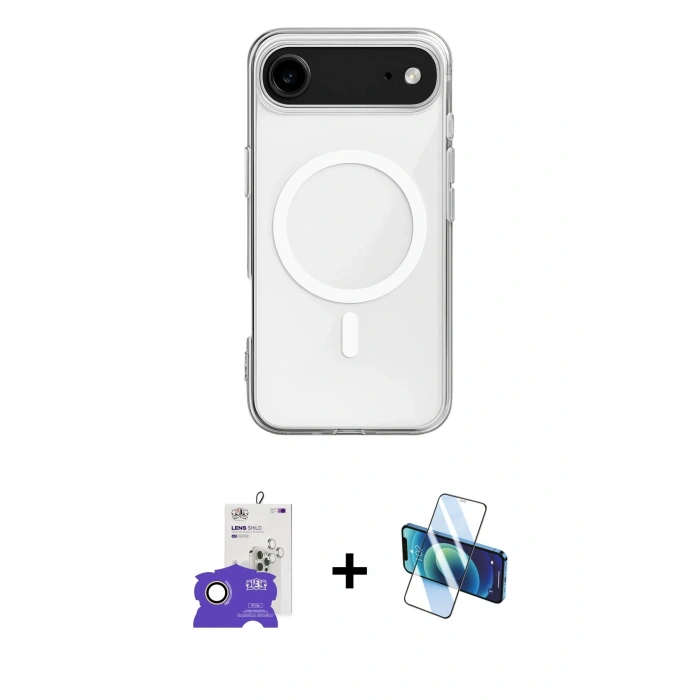 MARSİLYAN™- iPhone 17 Air Kılıf Ahenk Yansıma Prime - Siyah 3D Antistatik Seramik Nano Ekran Koruyucu + Bilvis Titan Kamera Lens - GD