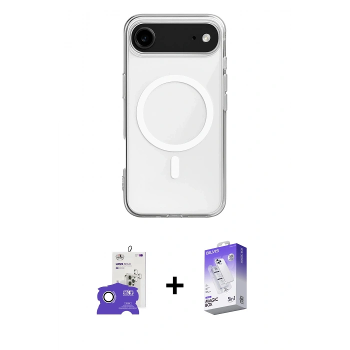 MARSİLYAN™- iPhone 17 Air Kılıf Ahenk Yansıma Prime - Siyah Bilvis 5in1 3D Magic Cam Ekran Koruyucu + Bilvis Titan Kamera Lens - GS