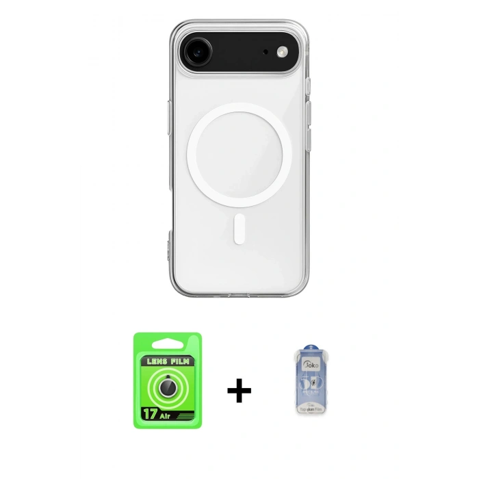 MARSİLYAN™- iPhone 17 Air Kılıf Ahenk Yansıma Prime - Siyah Joko Magic 5D Cam + Raze Metal Kamera Lens - GS