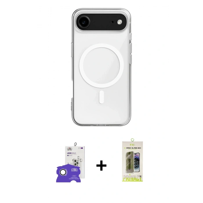MARSİLYAN™- iPhone 17 Air Kılıf Ahenk Yansıma Prime - Siyah Joko Magic 5D Hayalet Cam + Bilvis Titan Kamera Lens - GS