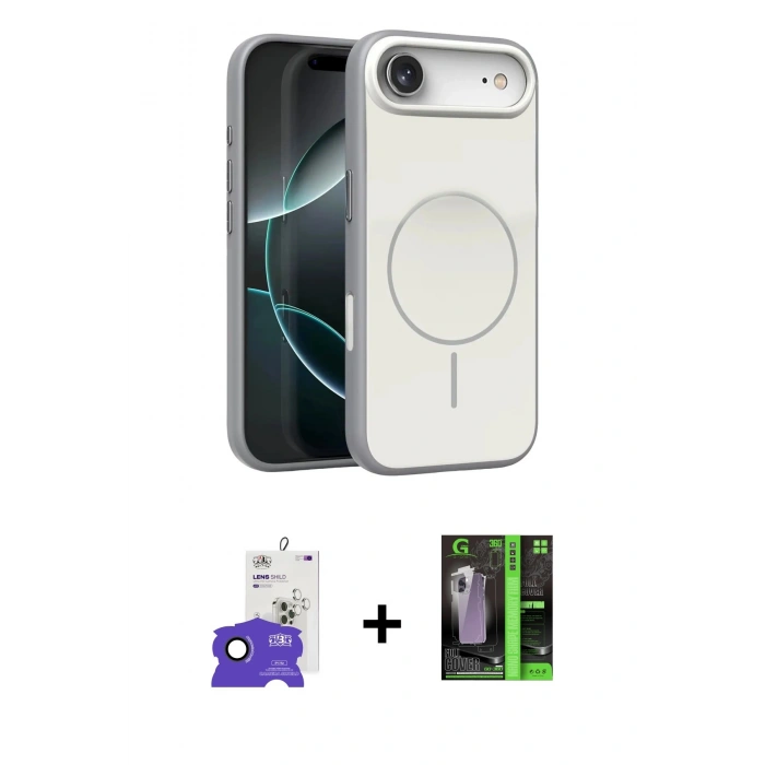 MARSİLYAN™- iPhone 17 Air Kılıf Atlas Asil Prime - Şeffaf 360 Full Body Arka Koruyucu + Bilvis Titan Kamera Lens - SH