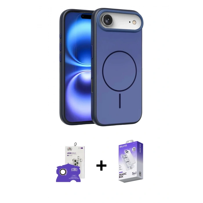 MARSİLYAN™- iPhone 17 Air Kılıf Atlas Asil Prime - Siyah Bilvis 5in1 3D Magic Cam Ekran Koruyucu + Bilvis Titan Kamera Lens - GD