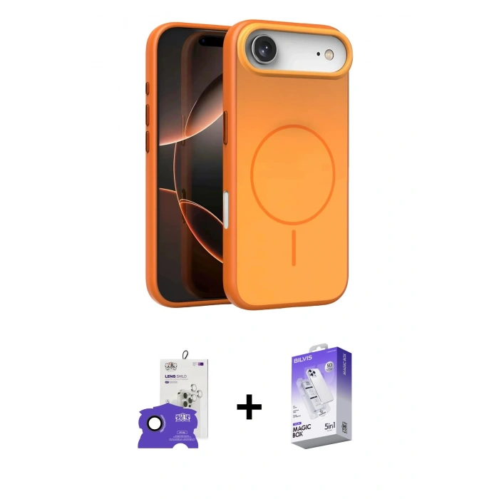 MARSİLYAN™- iPhone 17 Air Kılıf Atlas Asil Prime - Siyah Bilvis 5in1 3D Magic Cam Ekran Koruyucu + Bilvis Titan Kamera Lens - SH
