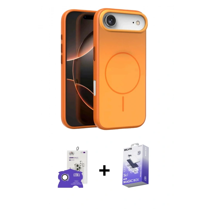 MARSİLYAN™- iPhone 17 Air Kılıf Atlas Asil Prime - Siyah Bilvis 5in1 5D Magic Hayalet Cam Ekran Koruyucu + Bilvis Titan Kamera Lens - GS