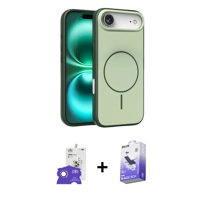 MARSİLYAN™- iPhone 17 Air Kılıf Atlas Asil Prime - Siyah Bilvis 5in1 5D Magic Hayalet Cam Ekran Koruyucu + Bilvis Titan Kamera Lens - GS