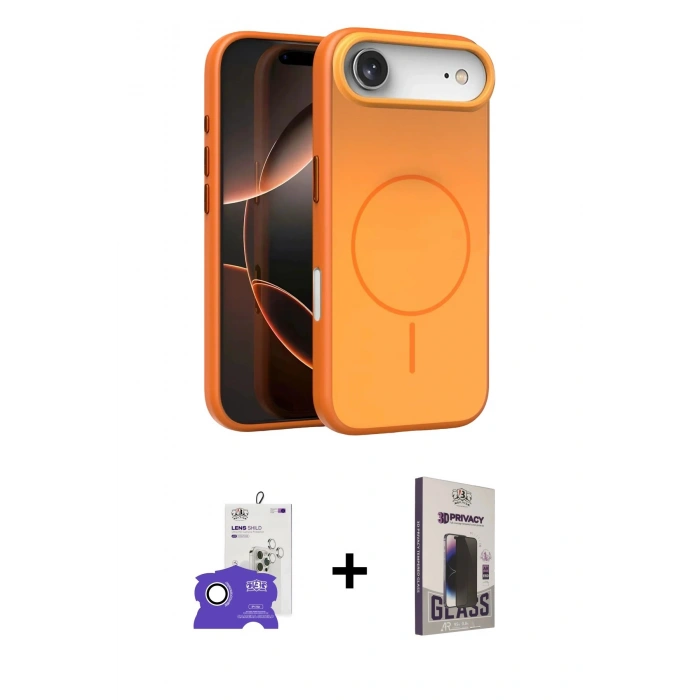 MARSİLYAN™- iPhone 17 Air Kılıf Atlas Asil Prime - Siyah Bilvis Hayalet Cam Ekran Koruyucu + Bilvis Titan Kamera Lens - GS