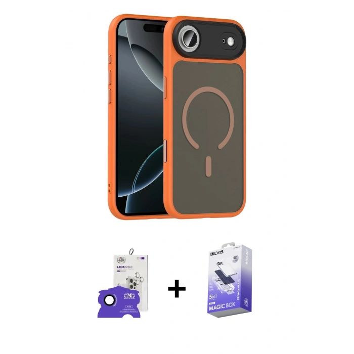 MARSİLYAN™- iPhone 17 Air Kılıf Doruk Form Serisi - Siyah Bilvis 5in1 5D Magic Hayalet Cam Ekran Koruyucu + Bilvis Titan Kamera Lens - LT