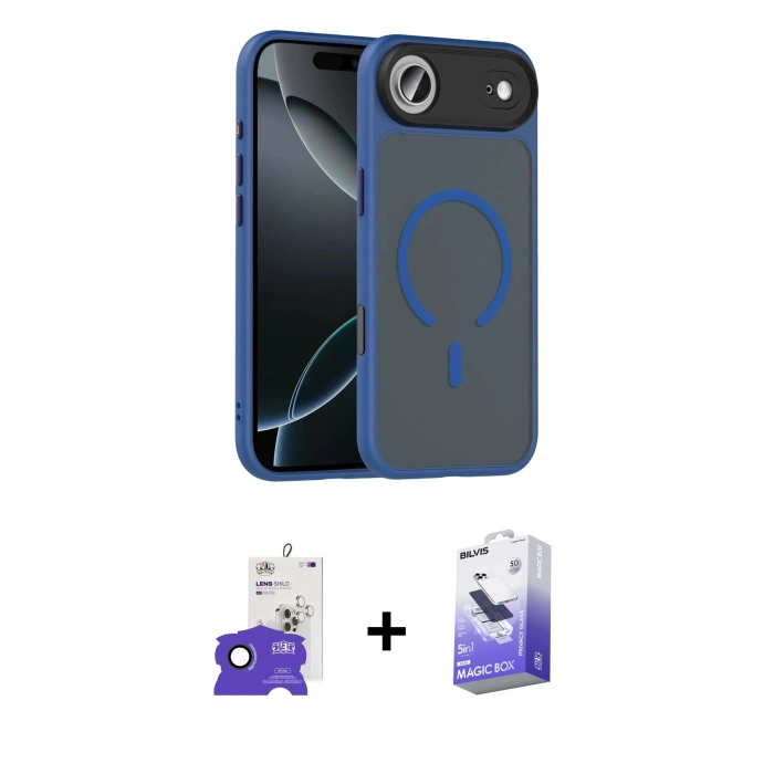 MARSİLYAN™- iPhone 17 Air Kılıf Doruk Form Serisi - Siyah Bilvis 5in1 5D Magic Hayalet Cam Ekran Koruyucu + Bilvis Titan Kamera Lens - SH