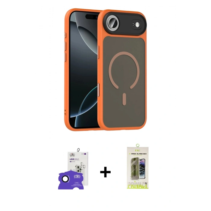 MARSİLYAN™- iPhone 17 Air Kılıf Doruk Form Serisi - Siyah Joko Magic 5D Hayalet Cam + Bilvis Titan Kamera Lens - LT