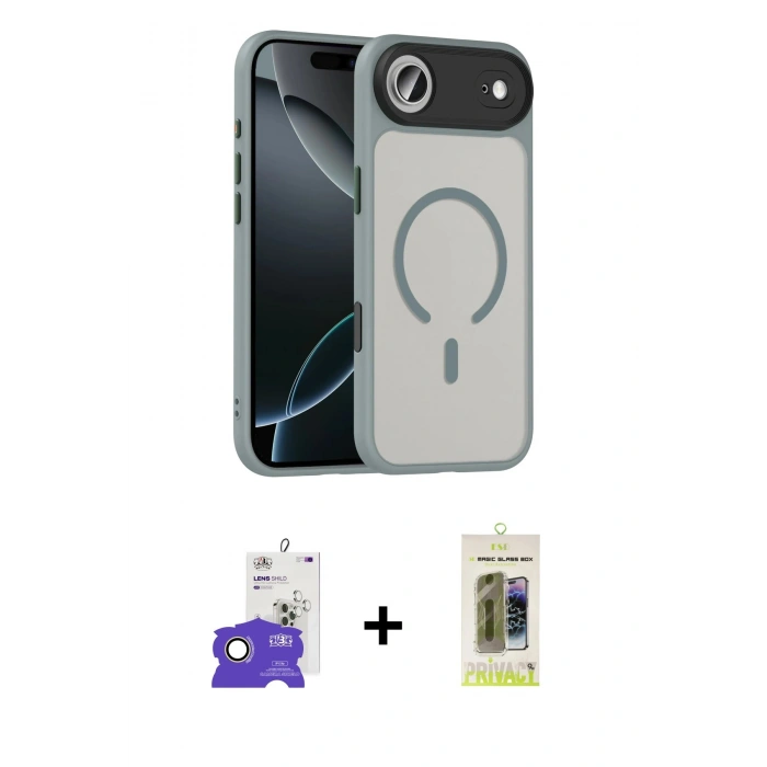 MARSİLYAN™- iPhone 17 Air Kılıf Doruk Form Serisi - Siyah Joko Magic 5D Hayalet Cam + Bilvis Titan Kamera Lens - GD