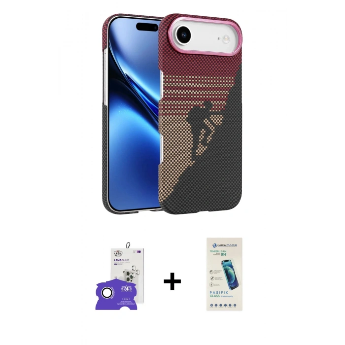 MARSİLYAN™- iPhone 17 Air Kılıf Doruk Serisi - Şeffaf Pasifik Cam Ekran Koruyucu + Bilvis Titan Kamera Lens - GS