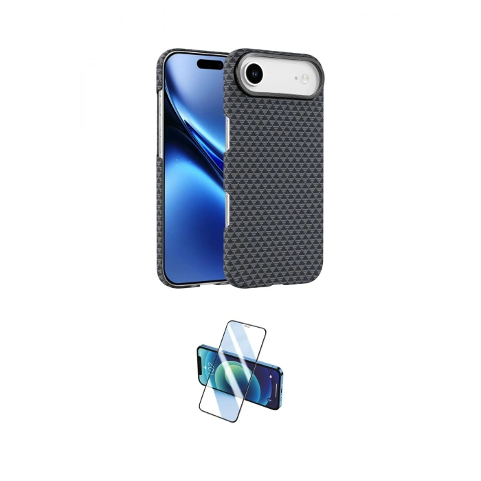 MARSİLYAN™- iPhone 17 Air Kılıf Doruk Serisi - Siyah 3D Antistatik Cam Ekran Koruyucu