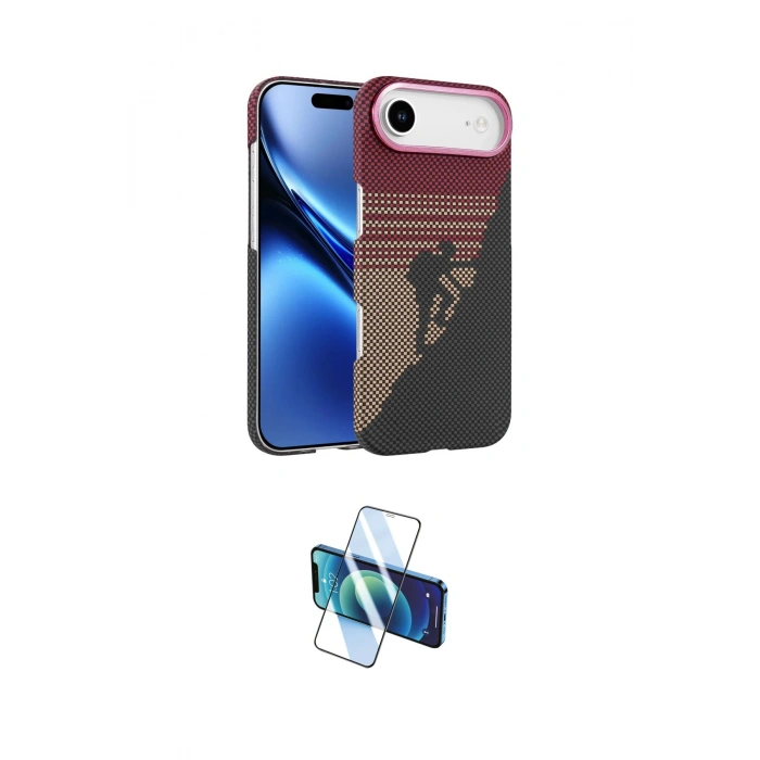 MARSİLYAN™- iPhone 17 Air Kılıf Doruk Serisi - Siyah 3D Antistatik Cam Ekran Koruyucu