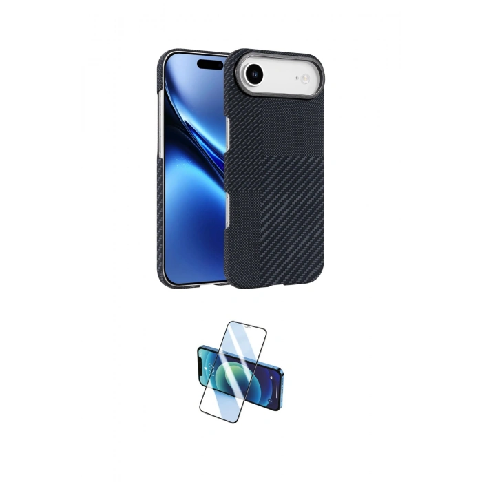 MARSİLYAN™- iPhone 17 Air Kılıf Doruk Serisi - Siyah 3D Antistatik Cam Ekran Koruyucu