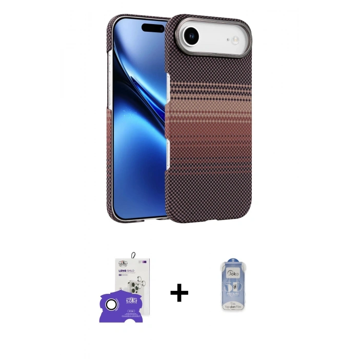 MARSİLYAN™- iPhone 17 Air Kılıf Doruk Serisi - Siyah Joko Magic 5D Cam + Bilvis Titan Kamera Lens - GS