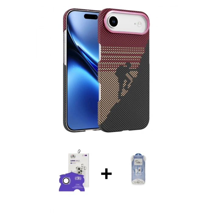 MARSİLYAN™- iPhone 17 Air Kılıf Doruk Serisi - Siyah Joko Magic 5D Cam + Bilvis Titan Kamera Lens - GS