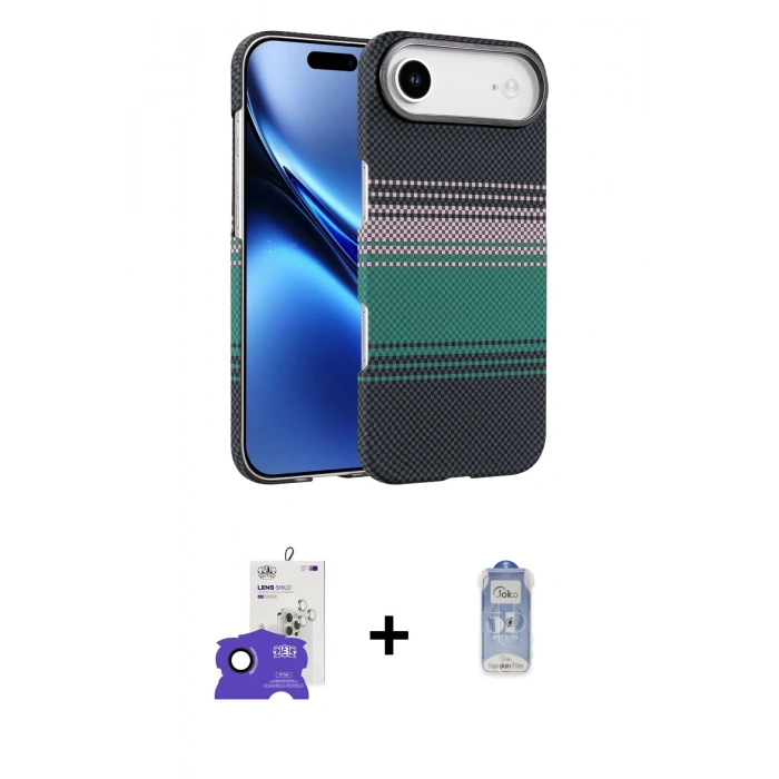 MARSİLYAN™- iPhone 17 Air Kılıf Doruk Serisi - Siyah Joko Magic 5D Cam + Bilvis Titan Kamera Lens - LT