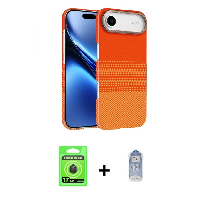 MARSİLYAN™- iPhone 17 Air Kılıf Doruk Serisi - Siyah Joko Magic 5D Cam + Raze Metal Kamera Lens - SH