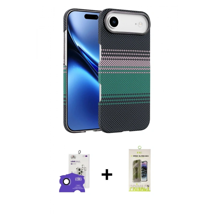 MARSİLYAN™- iPhone 17 Air Kılıf Doruk Serisi - Siyah Joko Magic 5D Hayalet Cam + Bilvis Titan Kamera Lens - SH