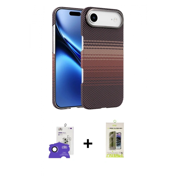 MARSİLYAN™- iPhone 17 Air Kılıf Doruk Serisi - Siyah Joko Magic 5D Hayalet Cam + Bilvis Titan Kamera Lens - SH