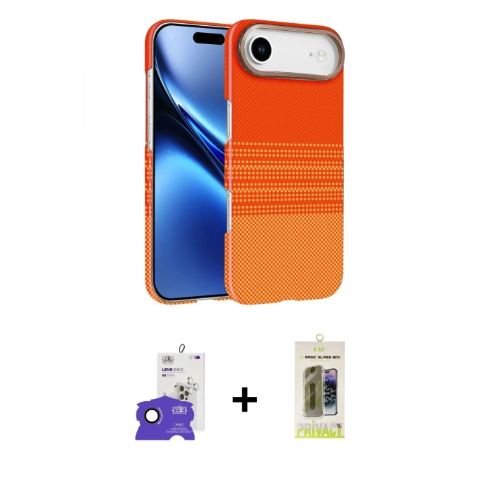 MARSİLYAN™- iPhone 17 Air Kılıf Doruk Serisi - Siyah Joko Magic 5D Hayalet Cam + Bilvis Titan Kamera Lens - SH