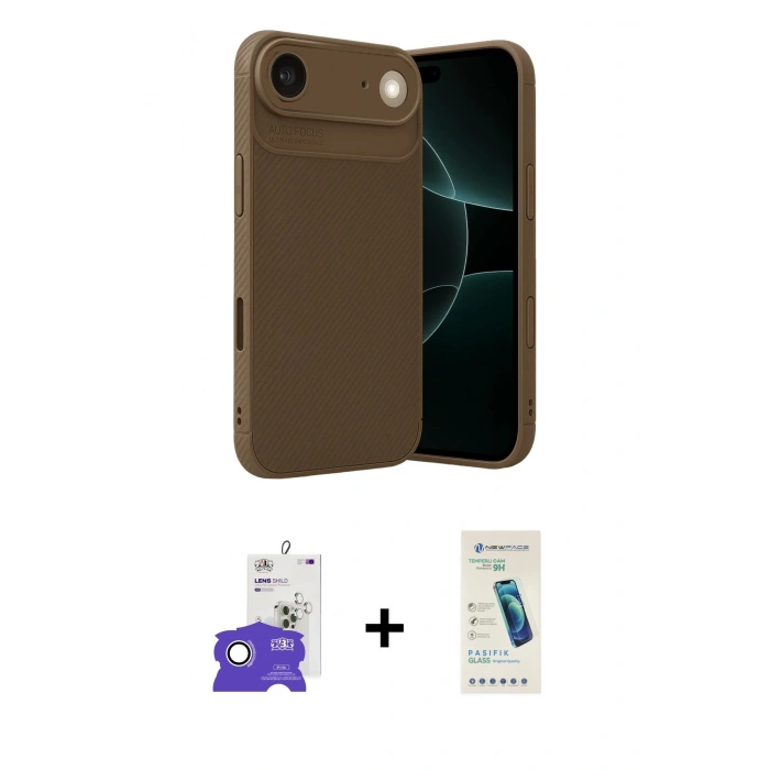 MARSİLYAN™- iPhone 17 Air Kılıf Eksen Form Prime - Şeffaf Pasifik Cam Ekran Koruyucu + Bilvis Titan Kamera Lens - GS