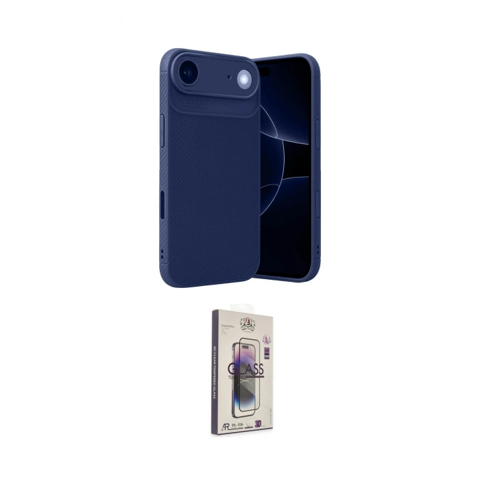 MARSİLYAN™- iPhone 17 Air Kılıf Eksen Form Prime - Siyah Bilvis 3D Cam Ekran Koruyucu
