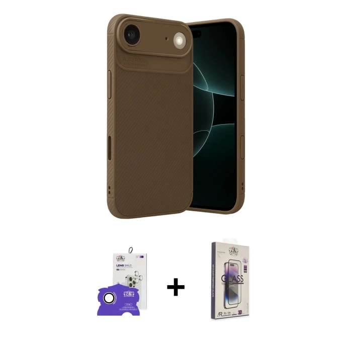MARSİLYAN™- iPhone 17 Air Kılıf Eksen Form Prime - Siyah Bilvis 3D Cam Ekran Koruyucu + Bilvis Titan Kamera Lens - GD