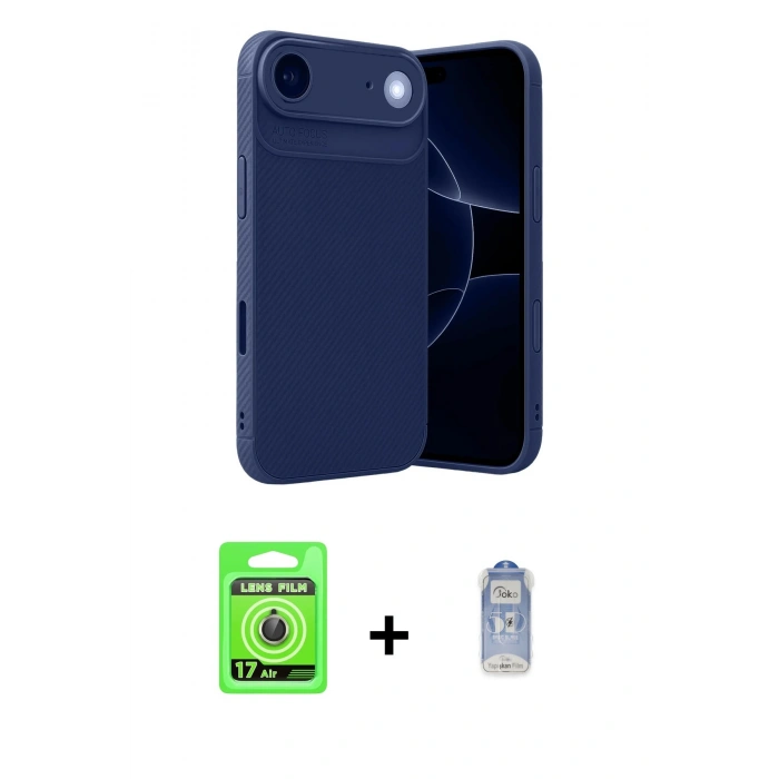 MARSİLYAN™- iPhone 17 Air Kılıf Eksen Form Prime - Siyah Joko Magic 5D Cam + Raze Metal Kamera Lens - GD