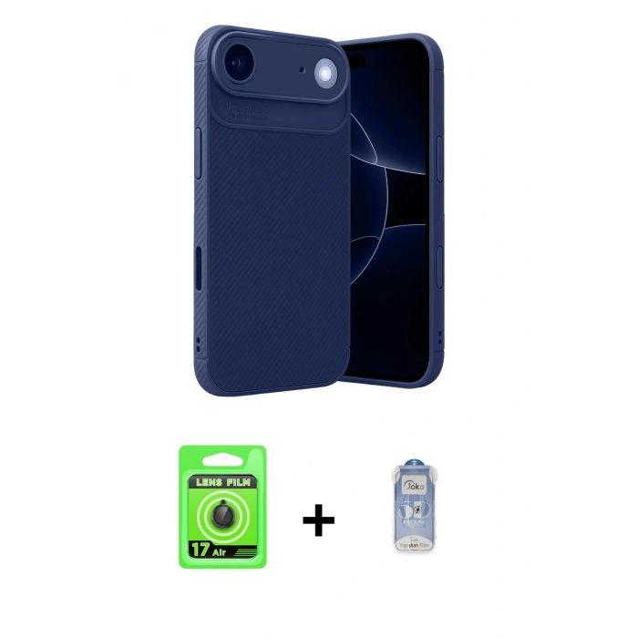 MARSİLYAN™- iPhone 17 Air Kılıf Eksen Form Prime - Siyah Joko Magic 5D Cam + Raze Metal Kamera Lens - SH