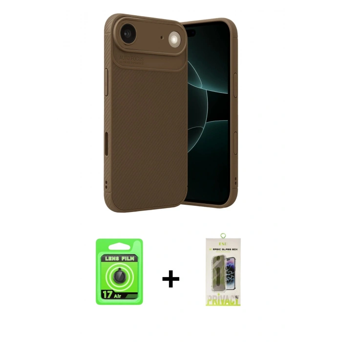 MARSİLYAN™- iPhone 17 Air Kılıf Eksen Form Prime - Siyah Joko Magic 5D Hayalet Cam + Raze Metal Kamera Lens - SH