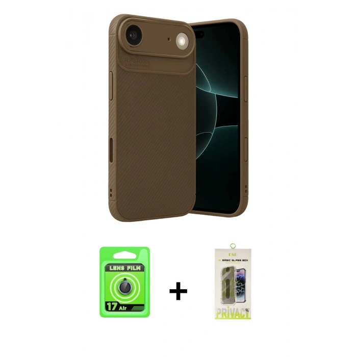 MARSİLYAN™- iPhone 17 Air Kılıf Eksen Form Prime - Siyah Joko Magic 5D Hayalet Cam + Raze Metal Kamera Lens - MI