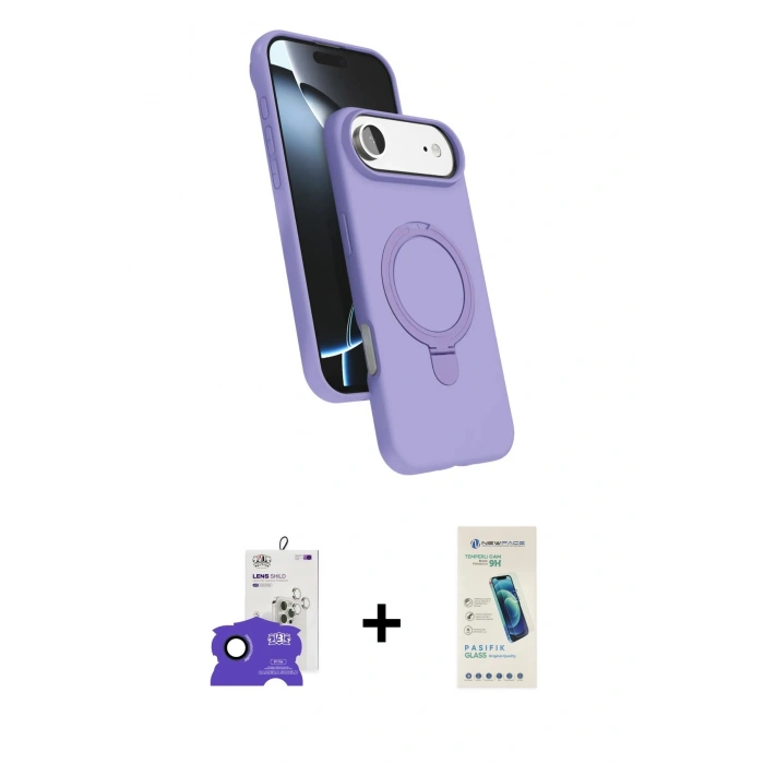 MARSİLYAN™- iPhone 17 Air Kılıf İz Işık Koleksiyonu - Şeffaf Pasifik Cam Ekran Koruyucu + Bilvis Titan Kamera Lens - LT