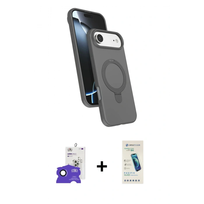 MARSİLYAN™- iPhone 17 Air Kılıf İz Işık Koleksiyonu - Şeffaf Pasifik Cam Ekran Koruyucu + Bilvis Titan Kamera Lens - LT