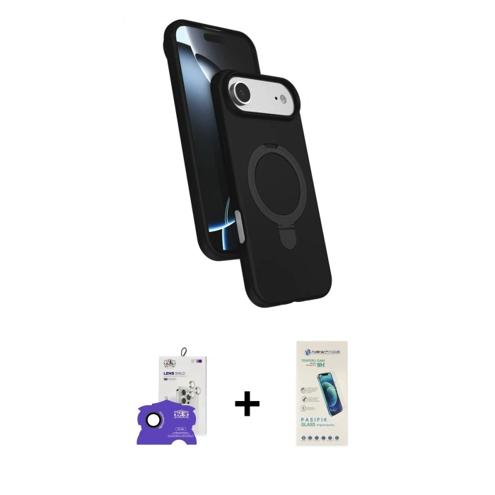 MARSİLYAN™- iPhone 17 Air Kılıf İz Işık Koleksiyonu - Şeffaf Pasifik Cam Ekran Koruyucu + Bilvis Titan Kamera Lens - SH