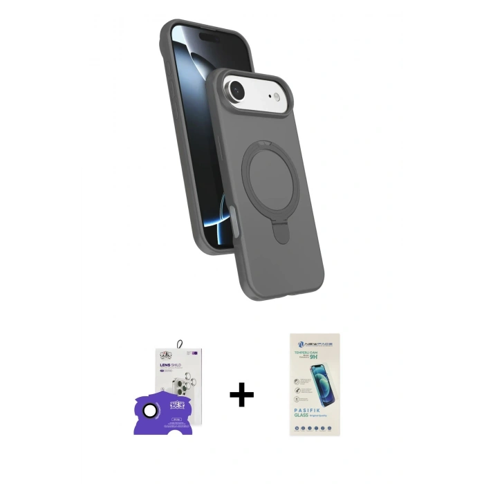 MARSİLYAN™- iPhone 17 Air Kılıf İz Işık Koleksiyonu - Şeffaf Pasifik Cam Ekran Koruyucu + Bilvis Titan Kamera Lens - SH