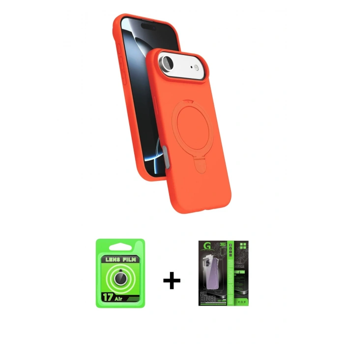 MARSİLYAN™- iPhone 17 Air Kılıf İz Işık Koleksiyonu - Siyah 360 Mat Full Body Arka Koruyucu + Raze Metal Kamera Lens - GS